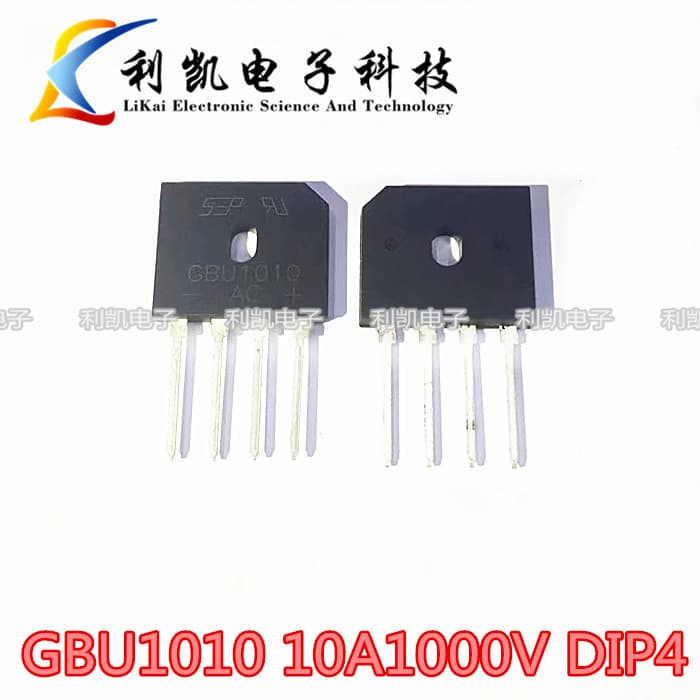 Rectifier Bridge GBU1010 10A 1000V Commonly Used in Induction Cookers, Flat Bridge, DIP4 Brand New in Stock