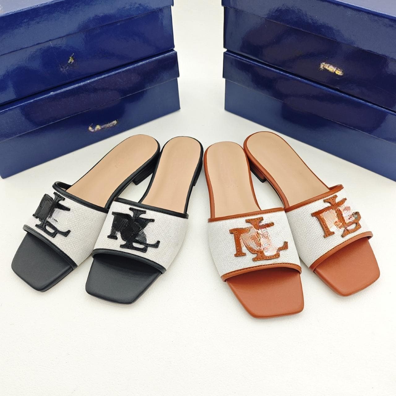 2025 New European and American Cross-Border Flat One-Strap Sandals Women RL Flat Sandals Slippers Women