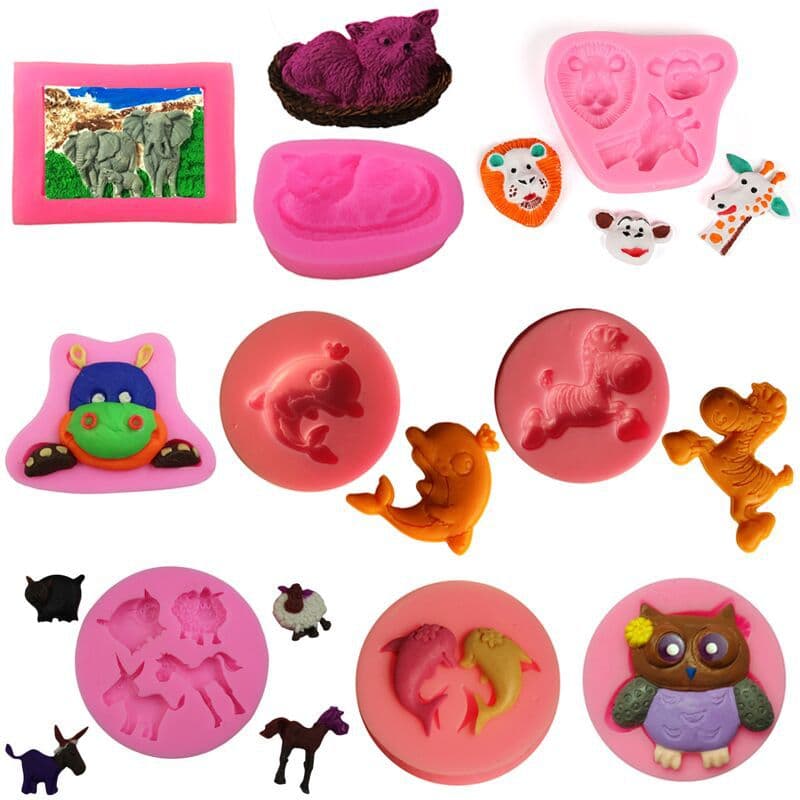 Animal Series Elephant Cat Seahorse Silicone Cake Mold Fondant Baking Silicone Mold Epoxy Resin Silicone Mold