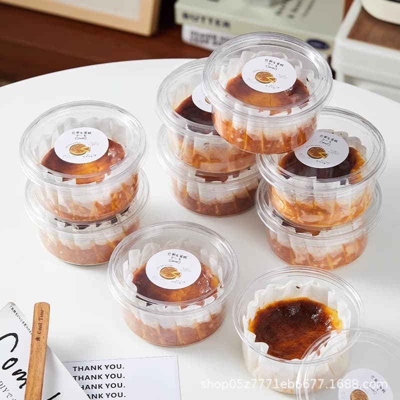 Basque cake packaging box 4 inches 4 inches 6 inches round baked cheese dessert cake roll transparent packaging box