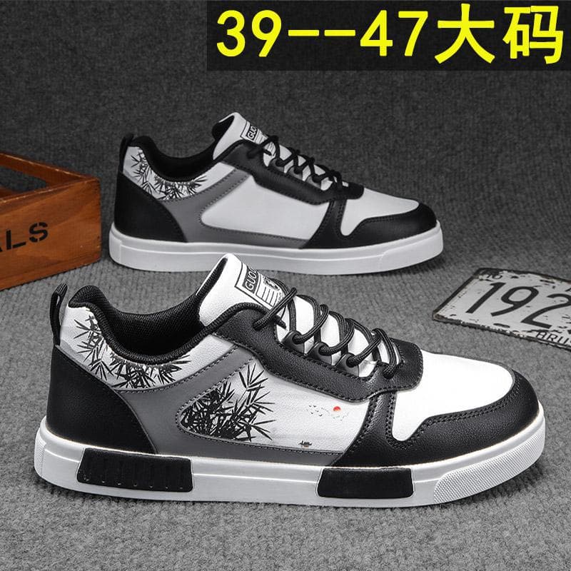 Spring/Autumn Large Size Ink Painting Board Shoes Size 45 Versatile Non-slip Casual Shoes Size 46 Original Niche Chinese Trend Men's Shoes Size 47