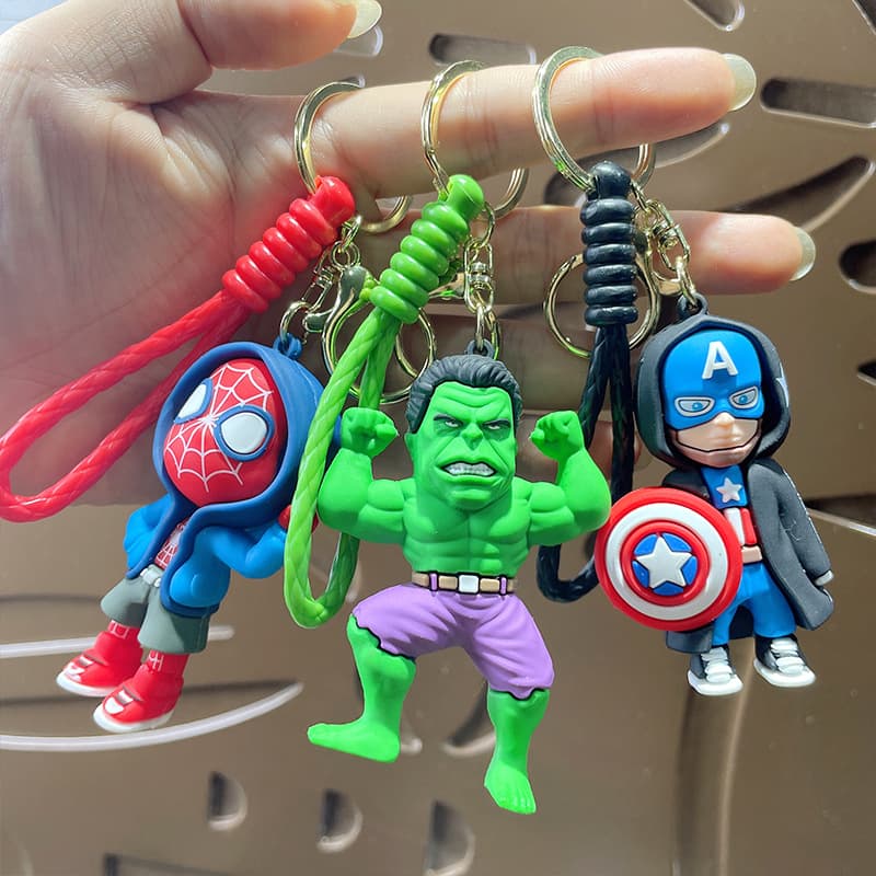Cartoon Avengers Keychain Silicone Car Couple Key Pendant Cartoon Wholesale Small Keyring Charm
