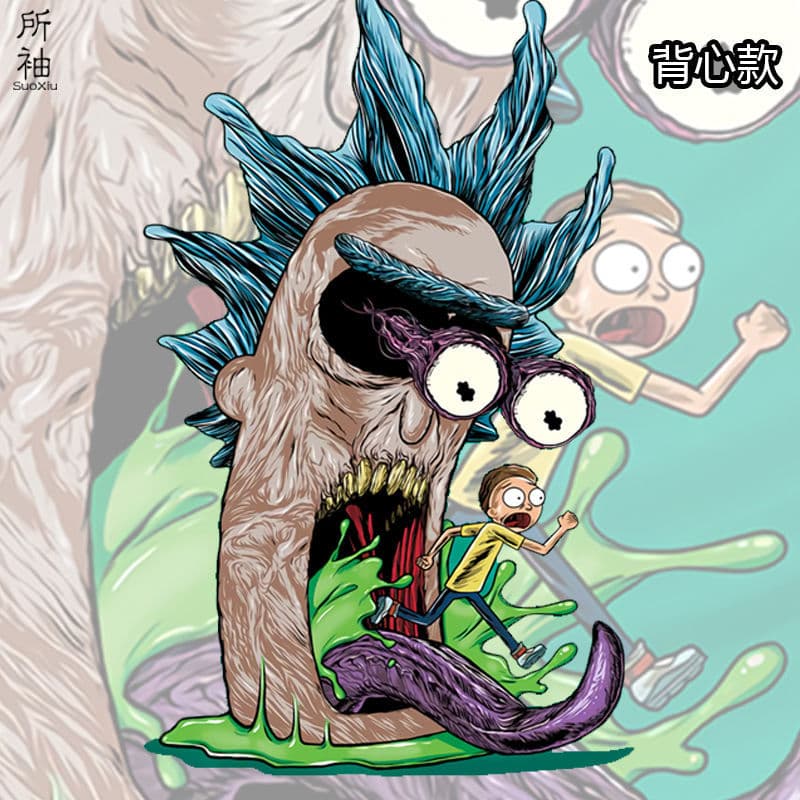 Rick and Morty Collaboration Sleeveless T-Shirt Men's Pure Cotton Loose Anime American Style Vest Couple Streetwear Base Layer