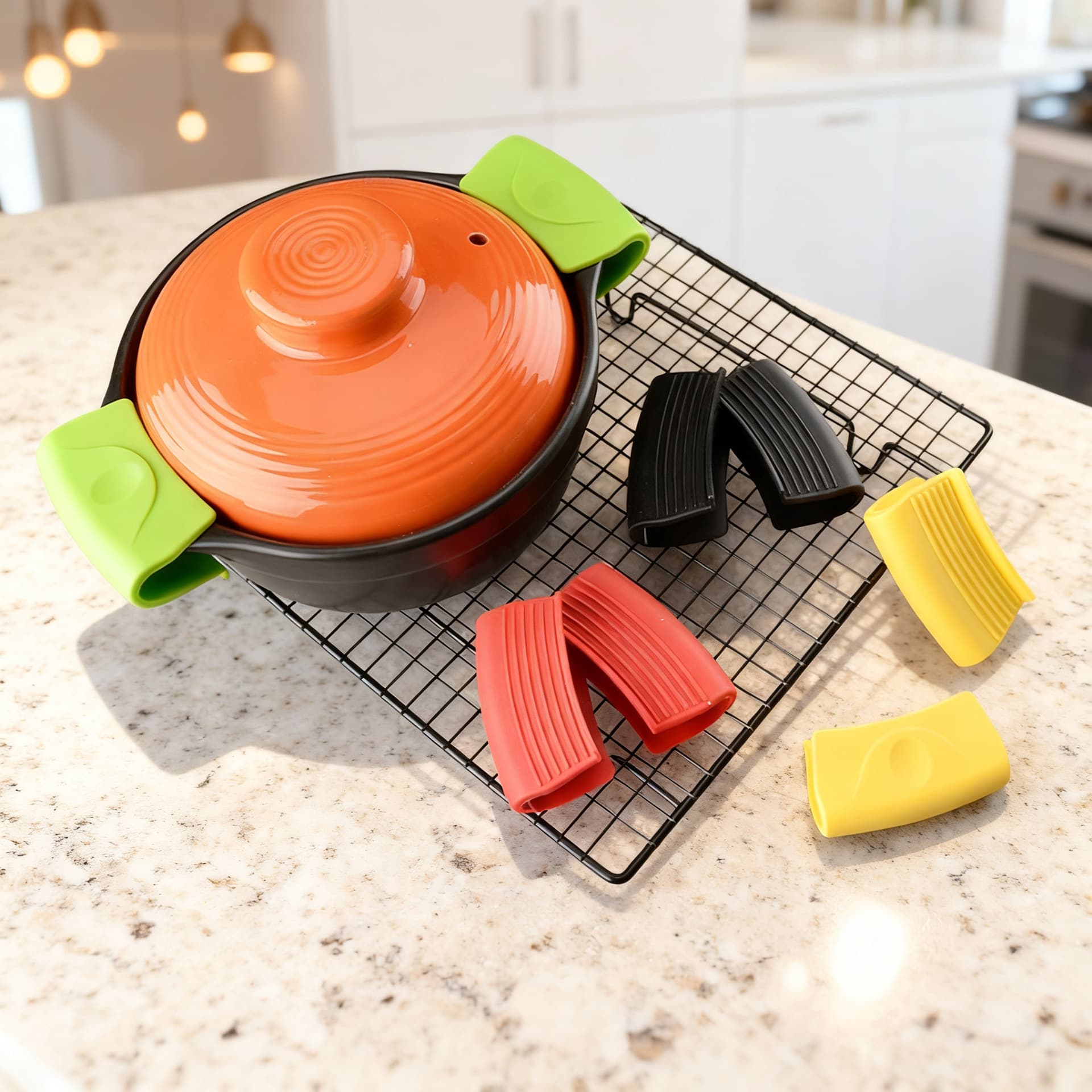 Creative Silicone Heat Resistant Cast Iron Pot Handle Clamp Modern Simple Style Kitchen Tool Pure Color Non-Patented Item