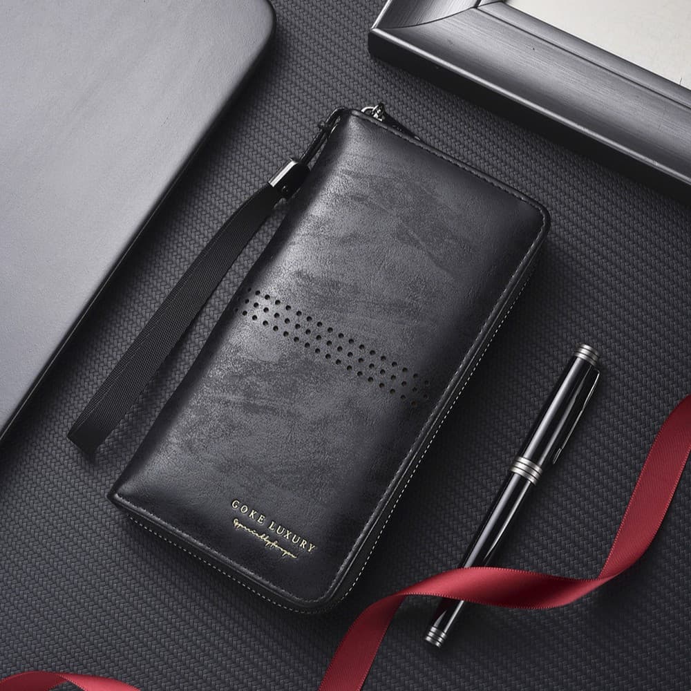 Men's wallet, men's long style, trendy new style, personalized zipper, young boy wallet, student retro wallet, Japanese and Korean card bag