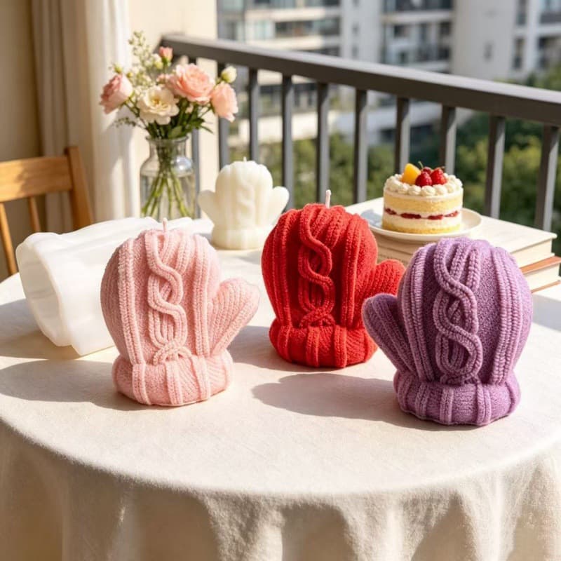 Christmas Knitted Glove Scented Candle Silicone Mold DIY Glove Aromatherapy Stone Baking Cake Decoration Mold
