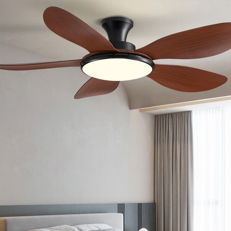 Faux Wood Silent Fan Light, Minimalist Modern Nordic Ceiling Fan Light with Light, for Bedroom Living Room Dining Room, Home Use
