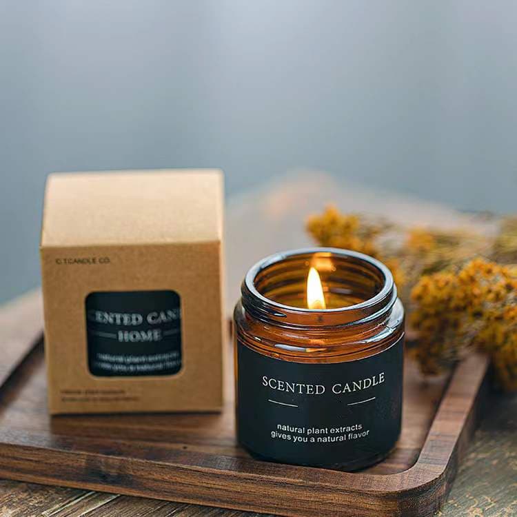Small Brown Bottle Scented Candle Lamp Birthday Candle Glass Cup Soy Wax Gift Box Fragrance Home Fragrance Gift Box