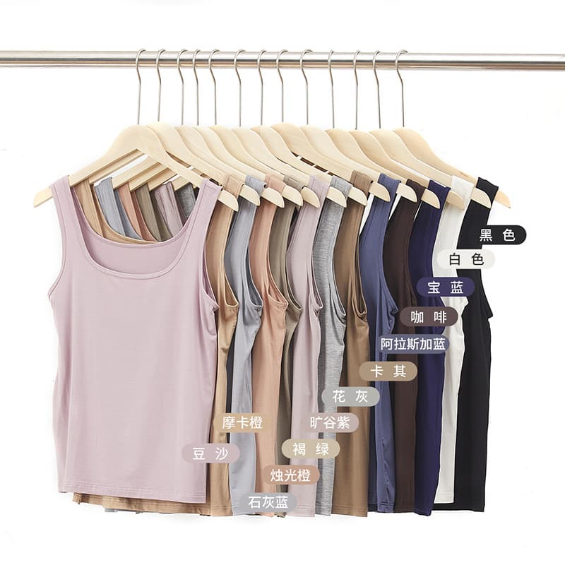 Black Vest Wide Shoulder 1131 Modal Women T-Shirt Square Neck Basic Rayon Tank Top Western Fit Inner