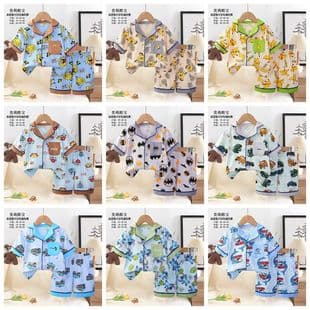 Pajamas for Kids 2026 Children's Casual Button-Down Summer Floral Short Sleeve Shorts Homewear