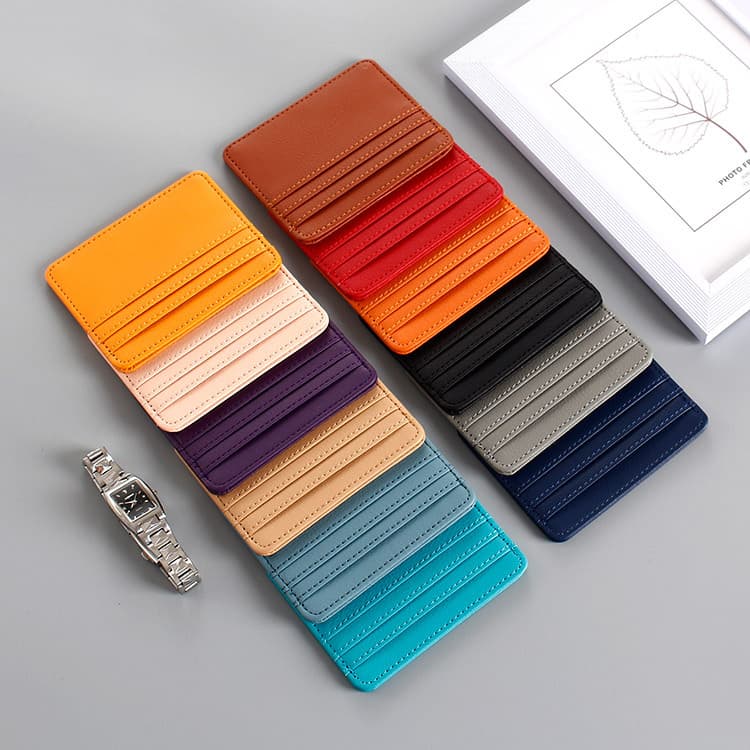 Cross-Border 4-Slot Multi-Color Small Card Holder Multi-Slot Portable Card Organizer PU Small Card Case Stock Factory Wholesale