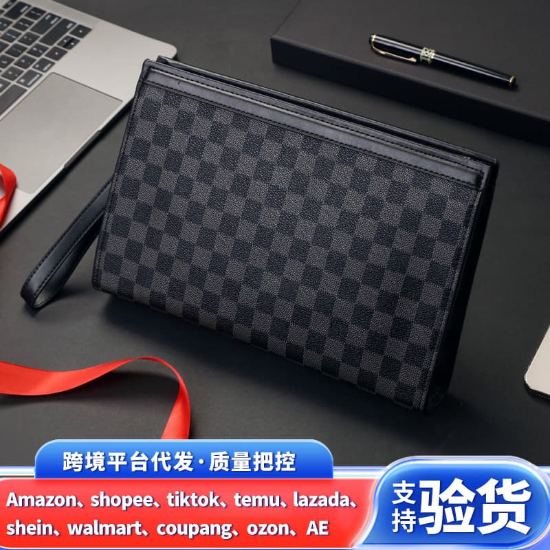 Men's Clutch Bag Fashion Trendy Brand Men's Handbag Large Capacity Casual Business Clutch Bag Plaid Luxury Clutch Bag Men