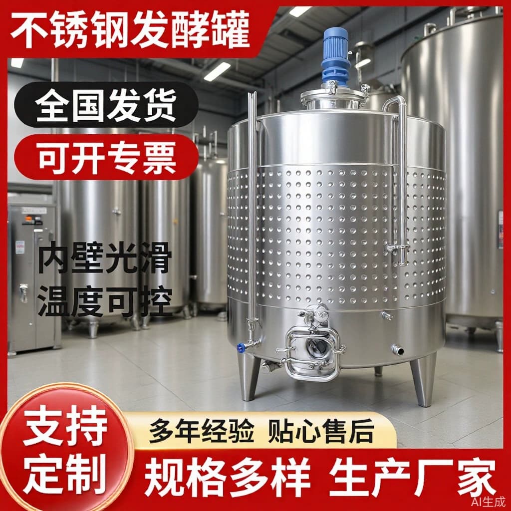 Fermentation Tank Manufacturer, 0.5t/1t/3t/5t Fermenters, 316 Stirring Fermenter, Fermentation Tank Storage Tank with Electric Stirrer