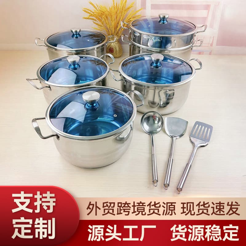 Stainless Steel Cookware 14-Piece Set, 12-Piece Cookware Sets, Cooking Pot 10-Piece