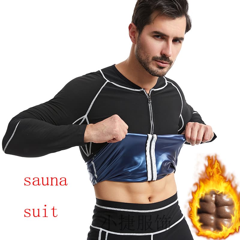 Cross-border European and American Plus Size Sauna Shapewear Waist Trainer Sweat Yoga Set with Zipper Long Sleeve Fitness
