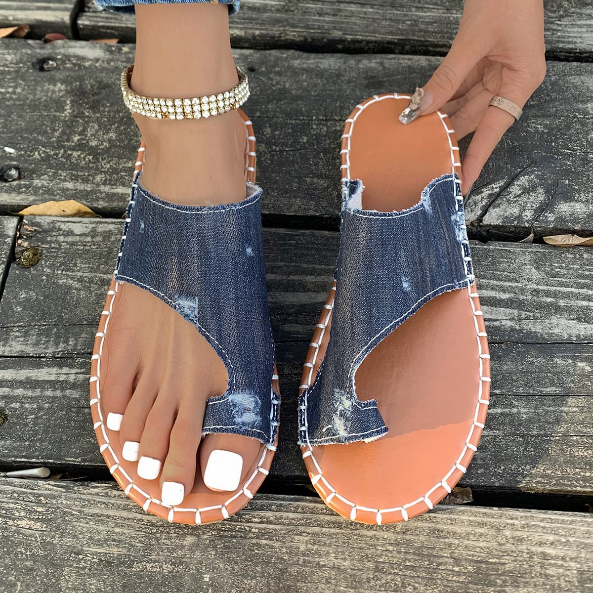 Foreign trade large size beach slippers for women 2024 summer new style slip-on outer wear soft-soled women's slippers