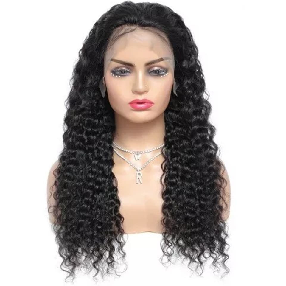 13x4 Deep Curly front lace hood 1Human Hair foreign trade real hair ladies wig black hair