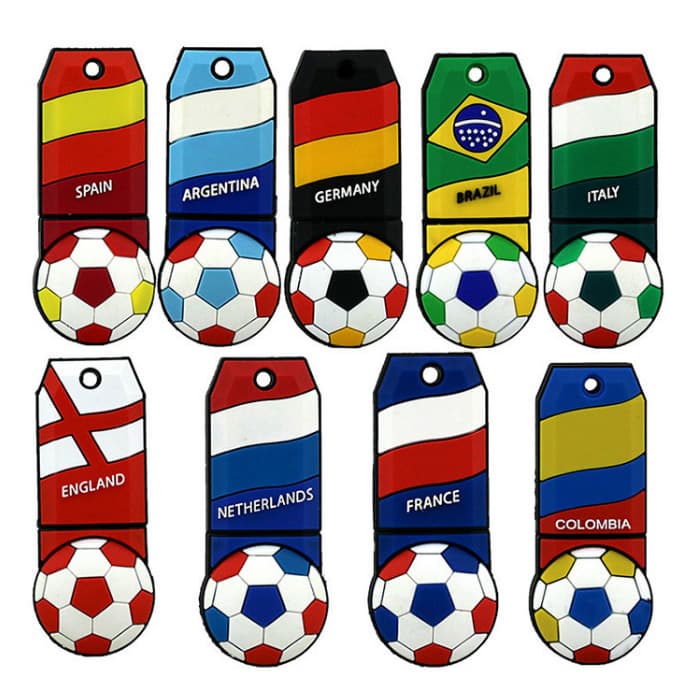 Factory Wholesale Football Theme Gift USB Drive Soccer USB PVC USB 16 32G