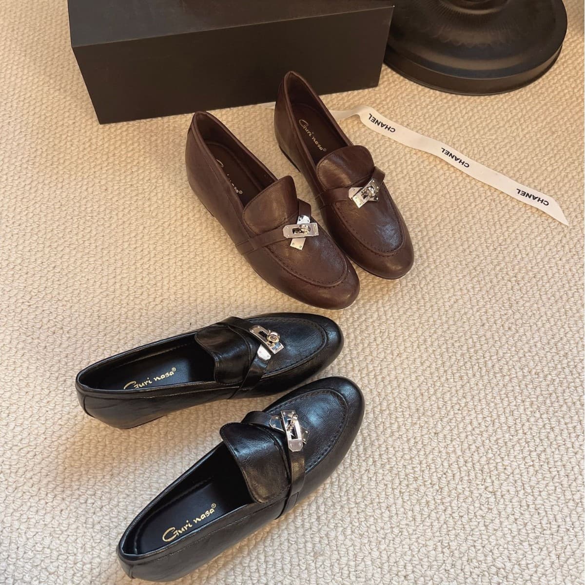 Kelly Soft Loafers ~ 2026 New Super Soft Washed Horsehide Kelly Buckle Lazy Heel Shoes Women's Small Leather Shoes