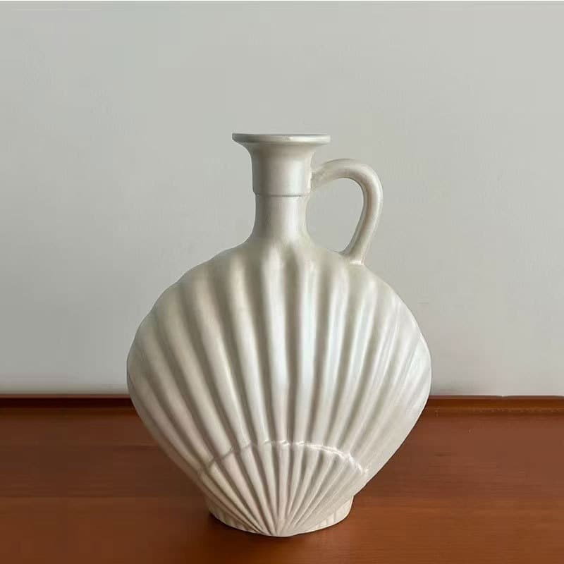 Ceramic vase flower arrangement ornaments high-end niche living room home soft decoration light luxury shell vase ceramic ornaments