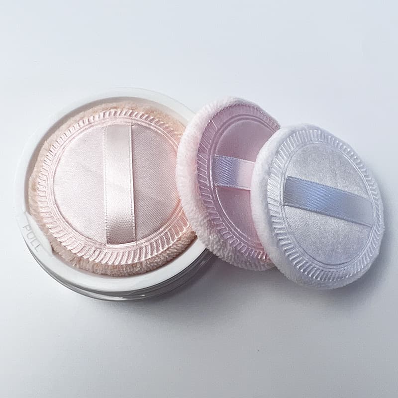 2026 New Loose Setting Powder Puff, Cotton Plush Ribbon Powder Puff, Round Satin Single-Sided Pressed Powder Puff