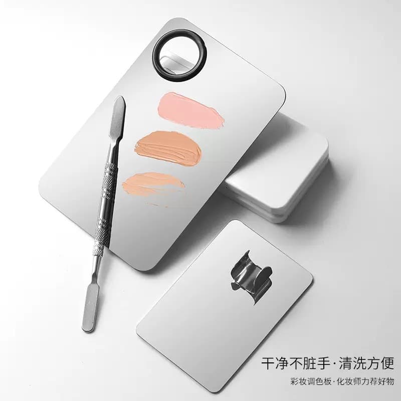 Stainless Steel Makeup Palette for Foundation, Lipstick, and Cosmetics Mixing Tray, Beauty and Nail Art Set