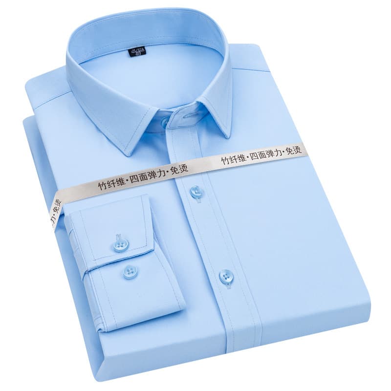 Hot-Selling Stretch Bamboo Fiber Shirt for Men, Non-Iron Professional Wear, Wrinkle-Resistant Work Shirt, Long Sleeve