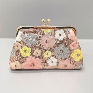 New Cross-Border Sequined Flower Evening Bag, Women's Chain Clutch, Banquet Dress Accessory, High-End Niche Design