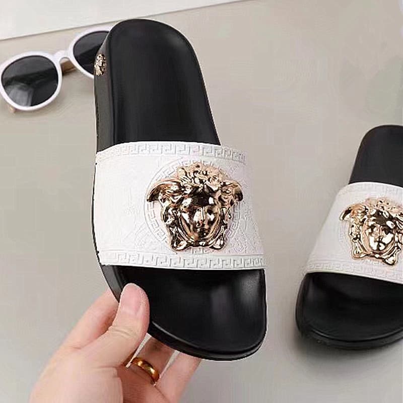Vietnam Cambodia Nigeria High Quality Sandals 2024 Summer Metal Beauty Head Flat Pink Flip Flops