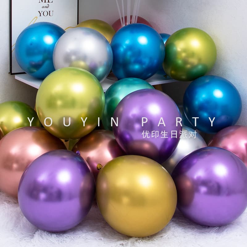 5/10 inch thick metallic balloons, birthday party decorations, wedding supplies, round chrome balloons wholesale.