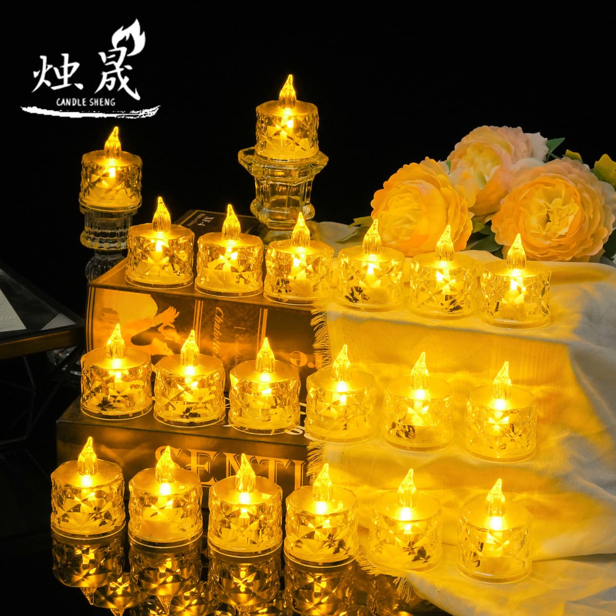 Transparent Crystal Candle Light LED Electronic Candles, Small Tea Lights for Proposal Decor, Birthday Gifts Acrylic Candles