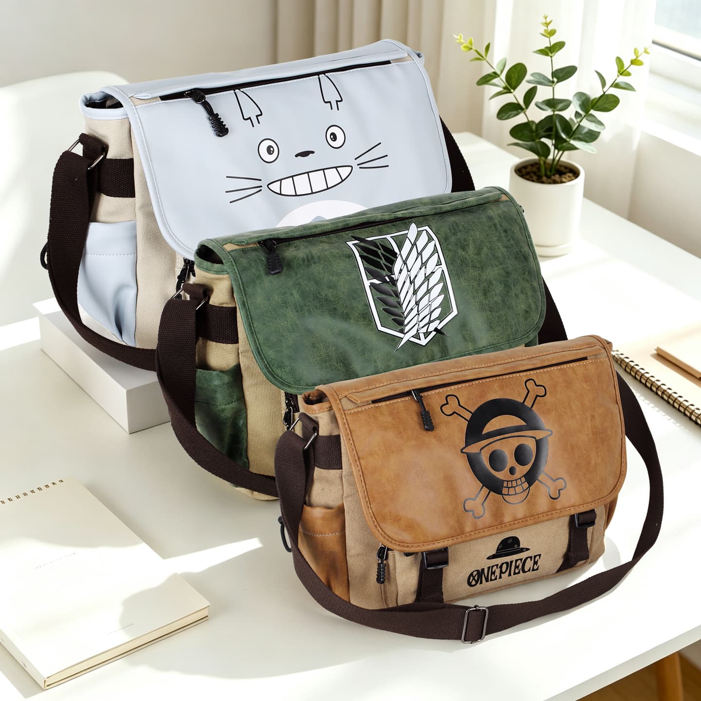 Anime Cartoon Canvas Single Shoulder Bag Tokyo Cat Pirate King Crossbody Bag Leisure Travel Men's Fashion Trend Accessories
