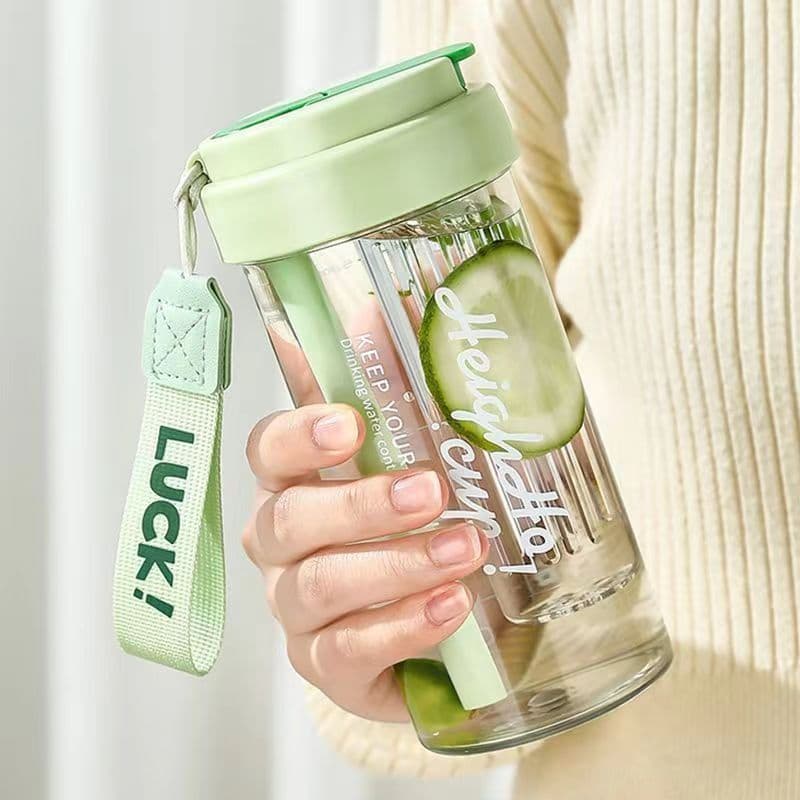 Floral Tea Plastic Cup Student Portable On-the-Go Water Bottle High-Appearance Internet-Famous Straw Cup High-Temperature Resistant Tea-Water Separation Cup