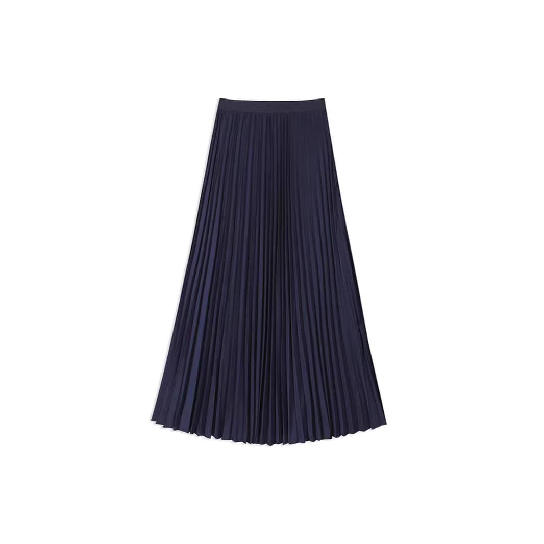 Half-length pleated skirt for women 2026 spring and autumn new multi-color versatile slim retro skirt mid-length temperament a-line skirt