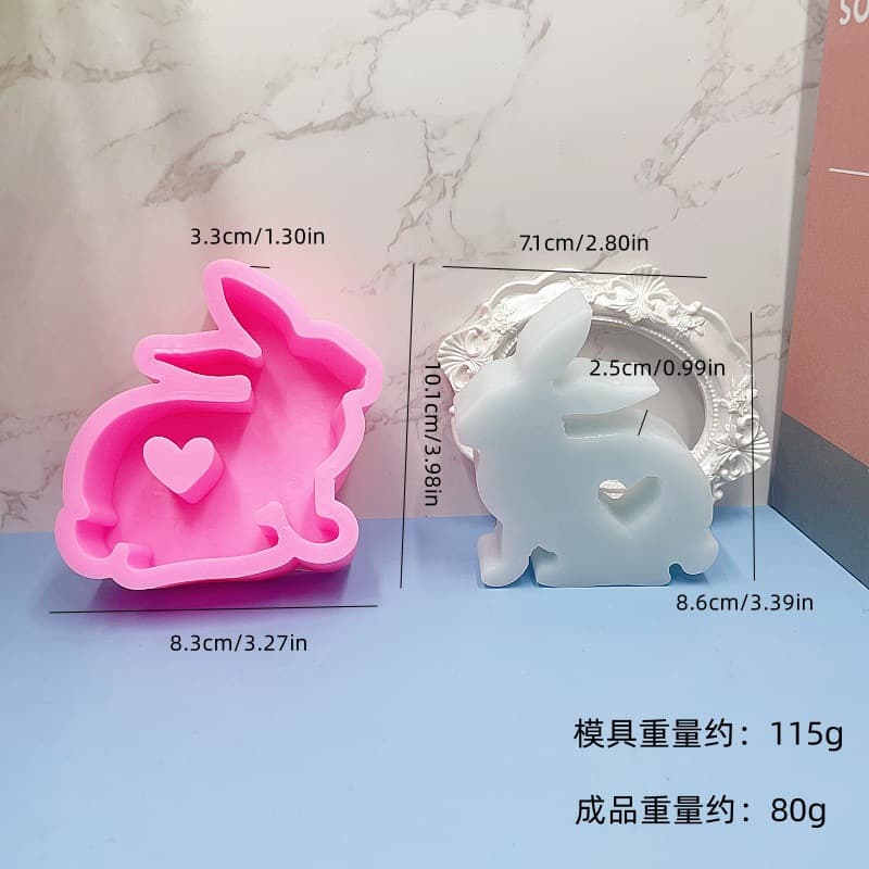 Cute Rabbit Aromatherapy Candle Silicone Mold DIY Rabbit Plaster Animal Figurine Home Decor Mold