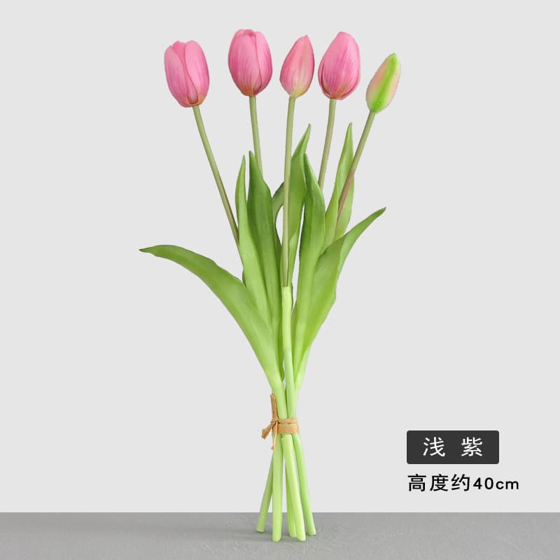 Artificial Tulip Flowers Real Touch Soft Rubber 5 Heads PE Latex Silicone Home Living Room Decoration Faux Tulip Fake Flowers