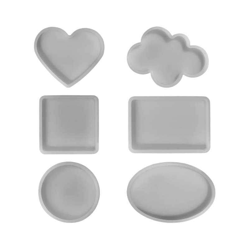 Multi-Style Small Coaster Molds Crystal Epoxy Key Tray Molds Round Heart Cloud Handmade Jewelry Silicone Molds