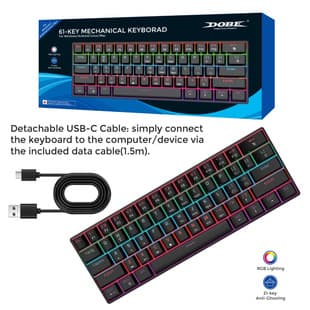61-Key RGB Mechanical Keyboard with Lighting Effects, Wired Keyboard for PC/Mac, Gaming and Office Keyboard TY-6805
