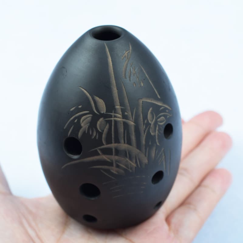 Black Pottery Xun Wholesale Handcrafted Xun Musical Xun Traditional Chinese Wind Instrument Factory Direct Eight-Hole Small Pottery Xun 8cm Special Offer
