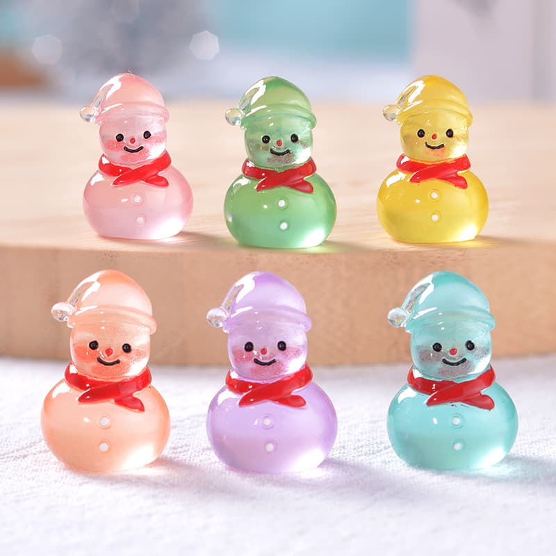 Christmas Cross-Border Cute Luminous Snowman Miniature Snow Scene Decoration Glowing Snowman Desktop Decorative Accessory