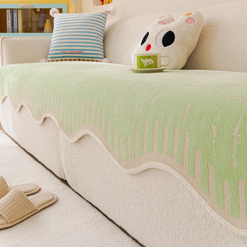 2025 New Irregular Sofa Cushion Cover, Four-Season Universal Non-Slip Sofa Cover, Dopamine Straight Sofa Seat Pad