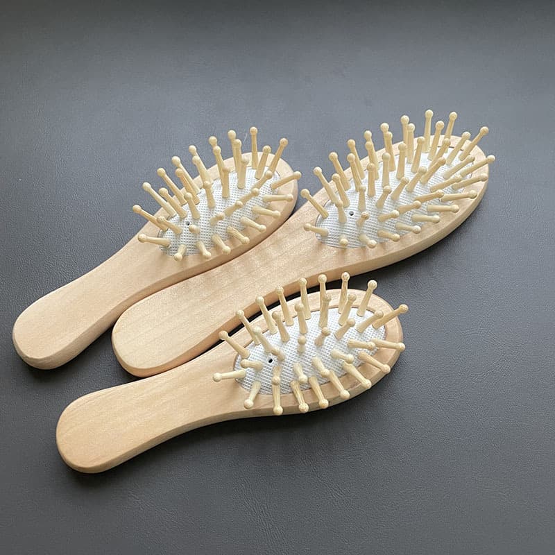 Factory Direct Premium Moso Bamboo Black Comb Round Bristle Hair Styling Comb Massage Air Cushion Wooden Cushion Comb