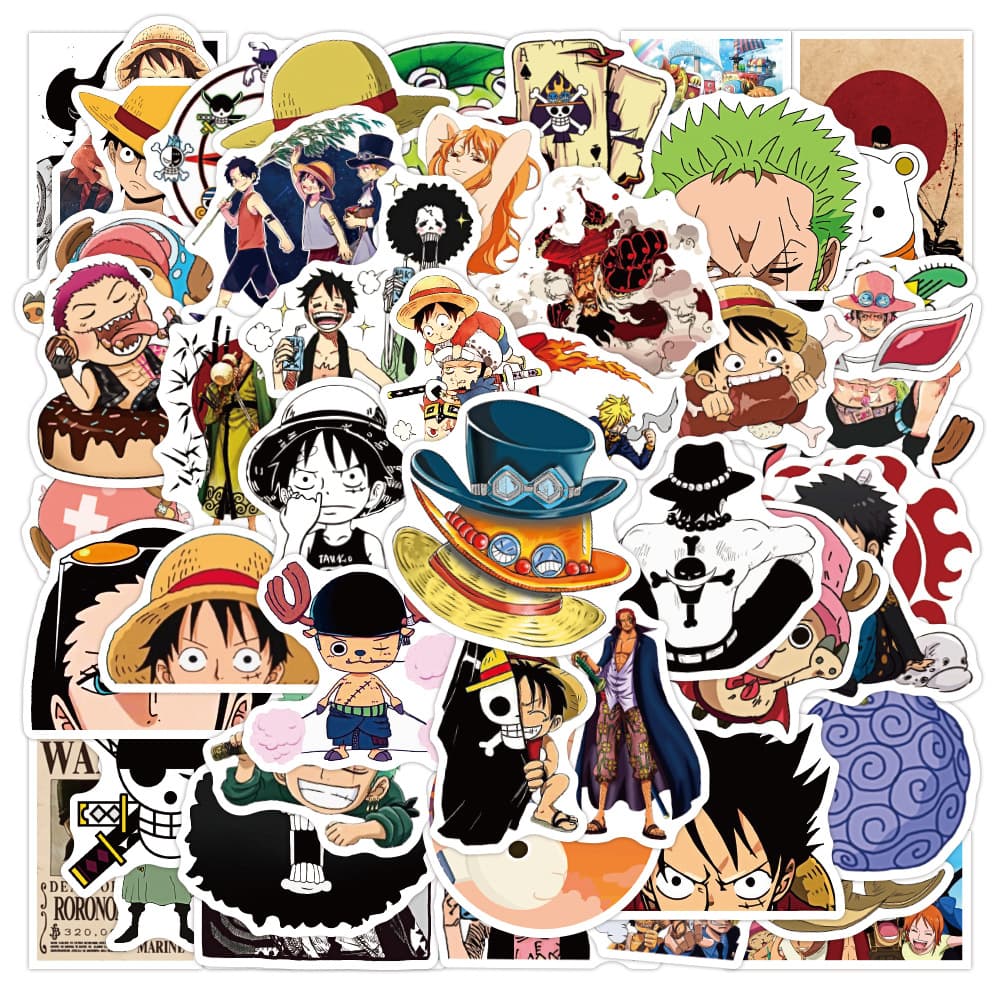 50 Japanese cartoon One Piece graffiti stickers DIY skateboard luggage mobile phone stickers waterproof manufacturer wholesale
