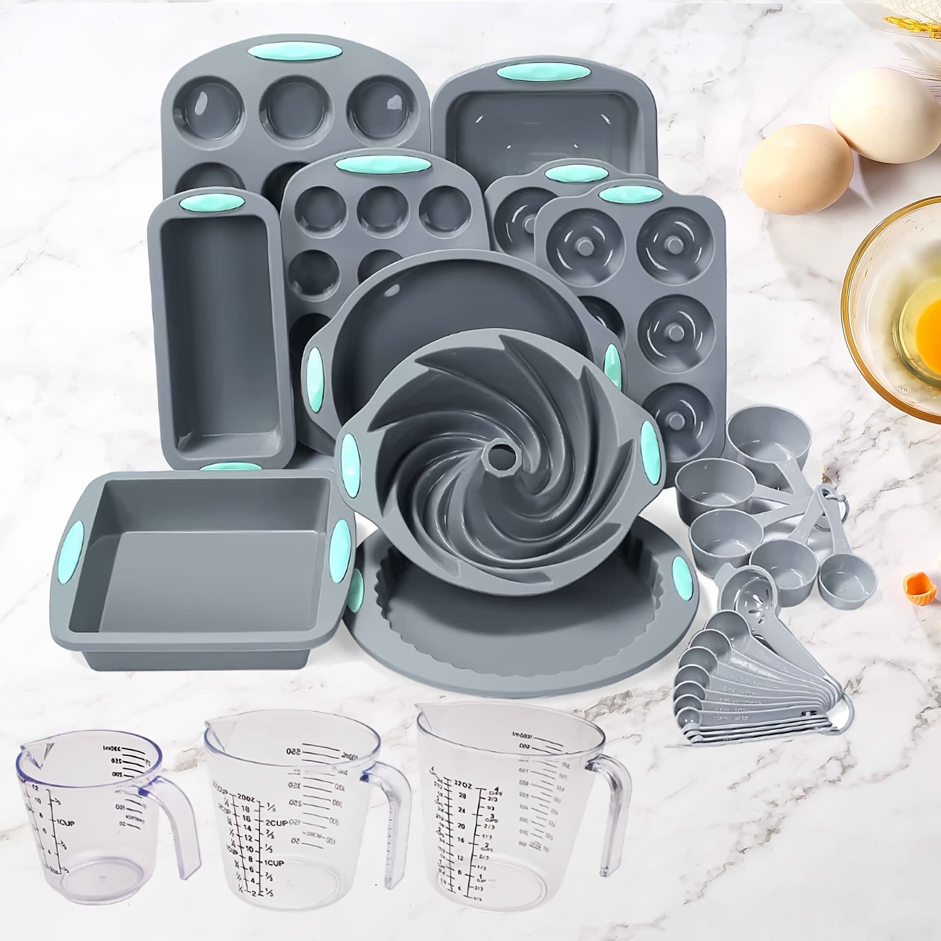 2025 New Cross-border Drop Shipping Silicone Baking Ware Set, Silicone Cake Baking Kit.