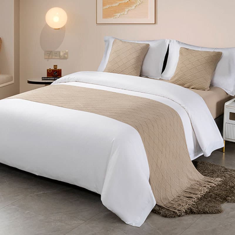 Bed Runner for Hotels, Guesthouses, Luxury Bedding, New Chinese Style, Solid Color Bed Throw for Model Homes