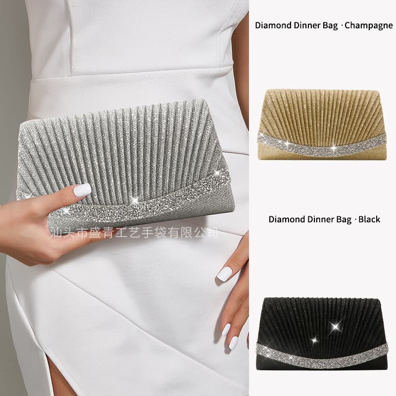 Ready Stock Cross-Border Clutch Bag for Women, Autumn and Winter Style, Fashionable Party Evening Bag with Resin Rhinestone Embellishments, Xinai Bag, Factory Direct Supply