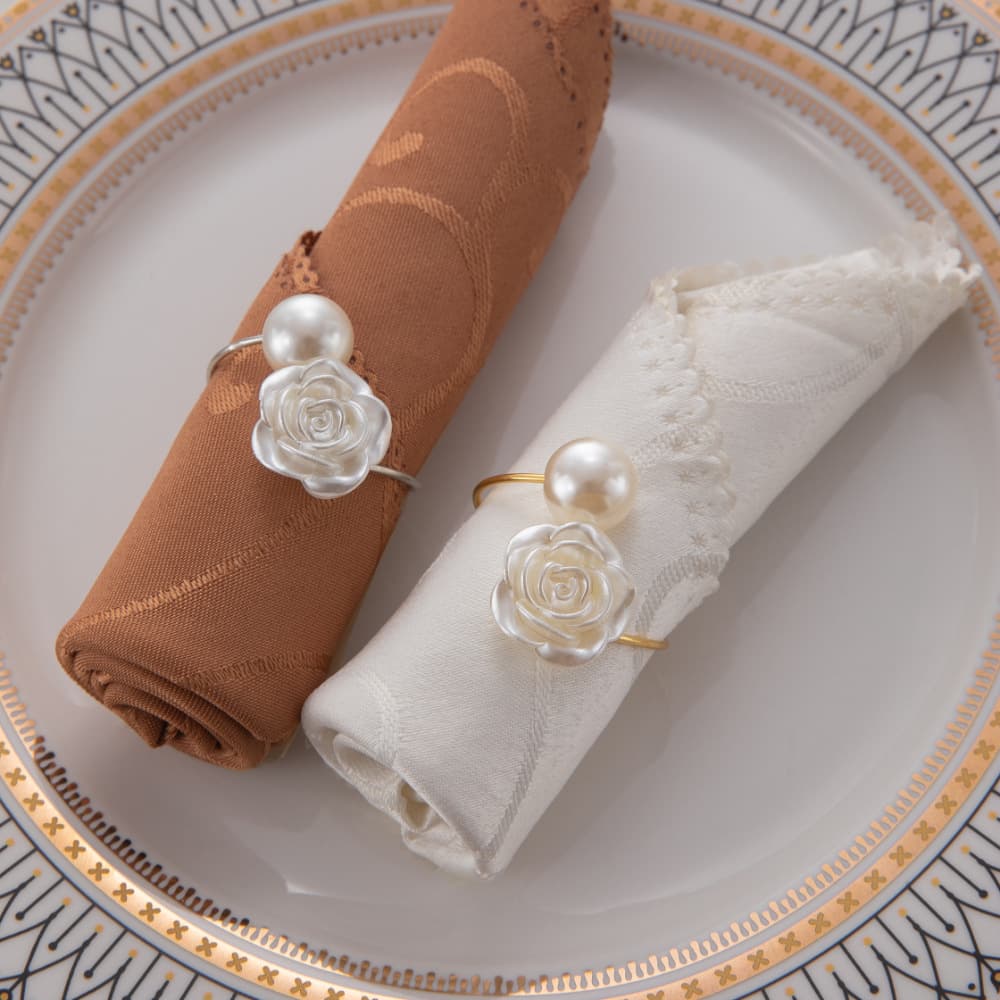 Creative Rose Round Pearl Metal Napkin Holder, Amazon Napkin Ring, Hotel Table Wholesale