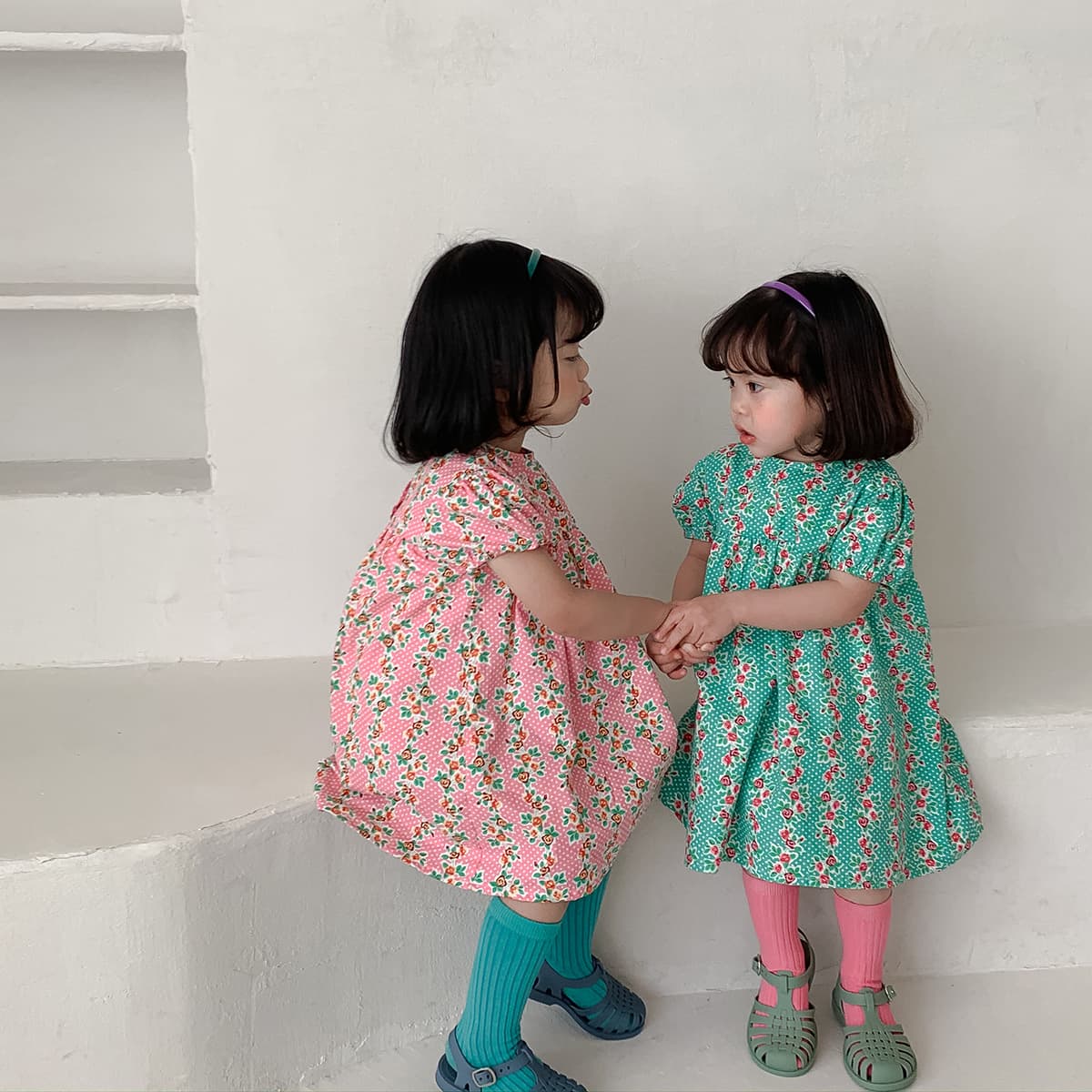 2026 Summer New Puff Sleeve Girls Dress Korean Style Girls Floral Skirt Baby Skirt Manufacturer Wholesale