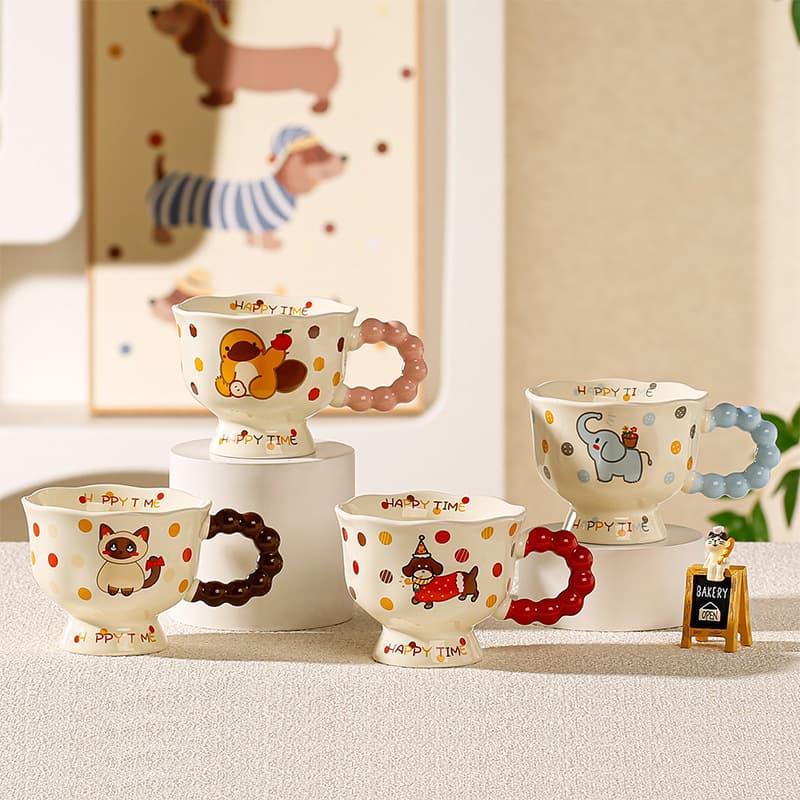 Creative student gifts, cute cartoon ceramic mugs for couples, gift cups for girls, high-looking household mugs wholesale