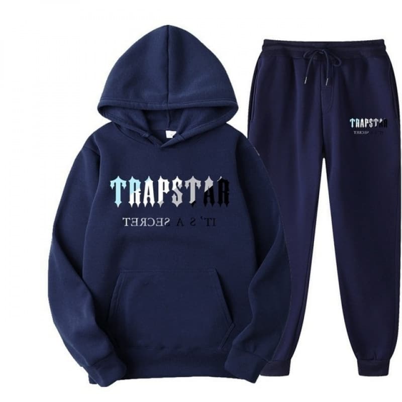 Cross-border exclusive TR letter printed men's and women's sportswear fleece two-piece loose hooded sweatshirt and sweatpants suit